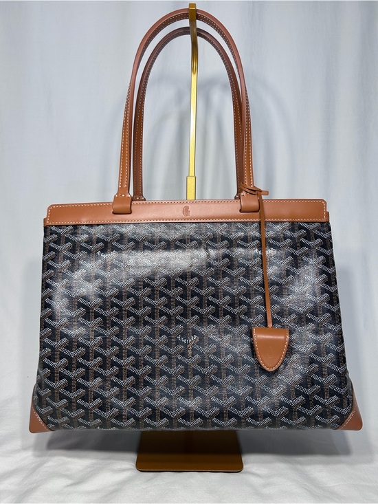 Goyard Handbags - Goyard Black Chevron Printed Coated Canvas Bellechasse PM Tote Bag
